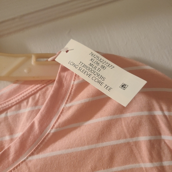 NWT Time and Tru Shirt Peach & White Stripes Size XL - Picture 3 of 3